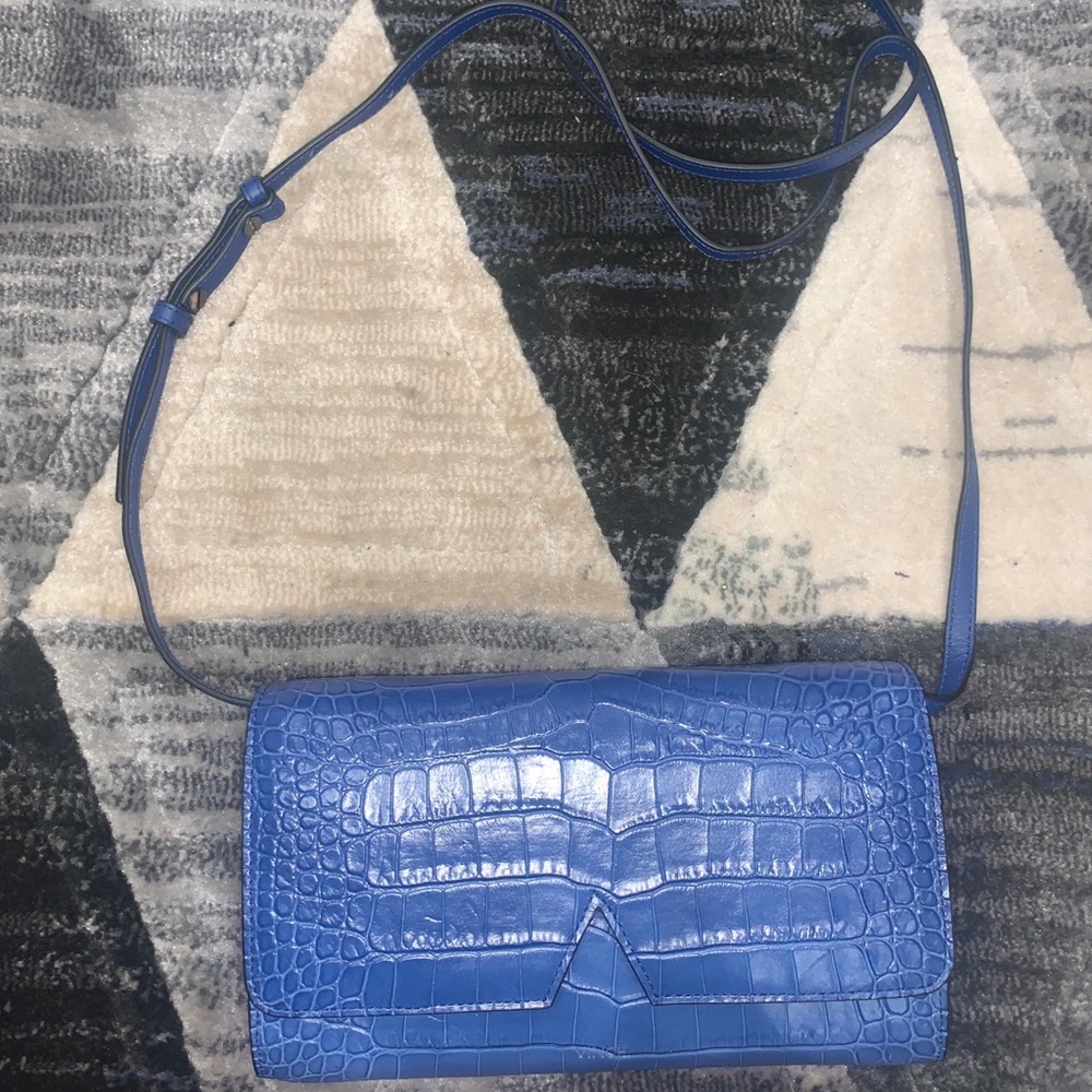 VINCE Croc Embossed Leather Crossbody Bag